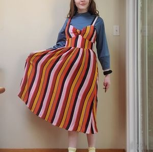 Striped Ankle-Length Dress